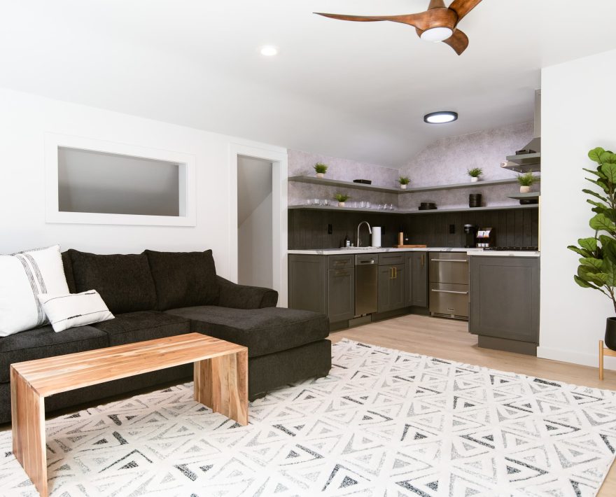 Modern, cozy living area at a boutique hotel near The Village, ideal for relaxation.