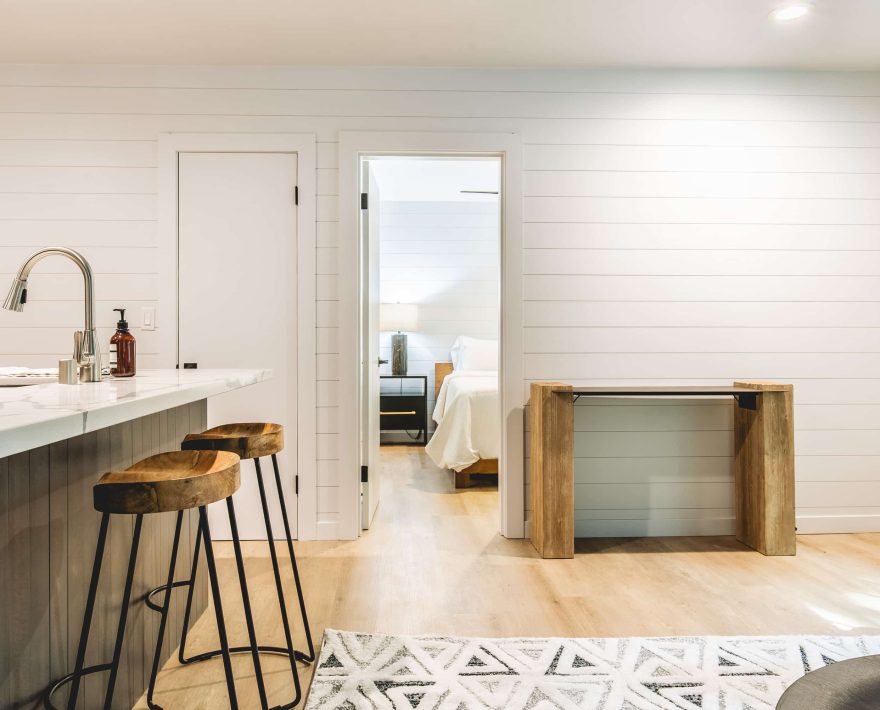 Modern interior design in cozy mountain retreat, ideal for a Lake Arrowhead family vacation.