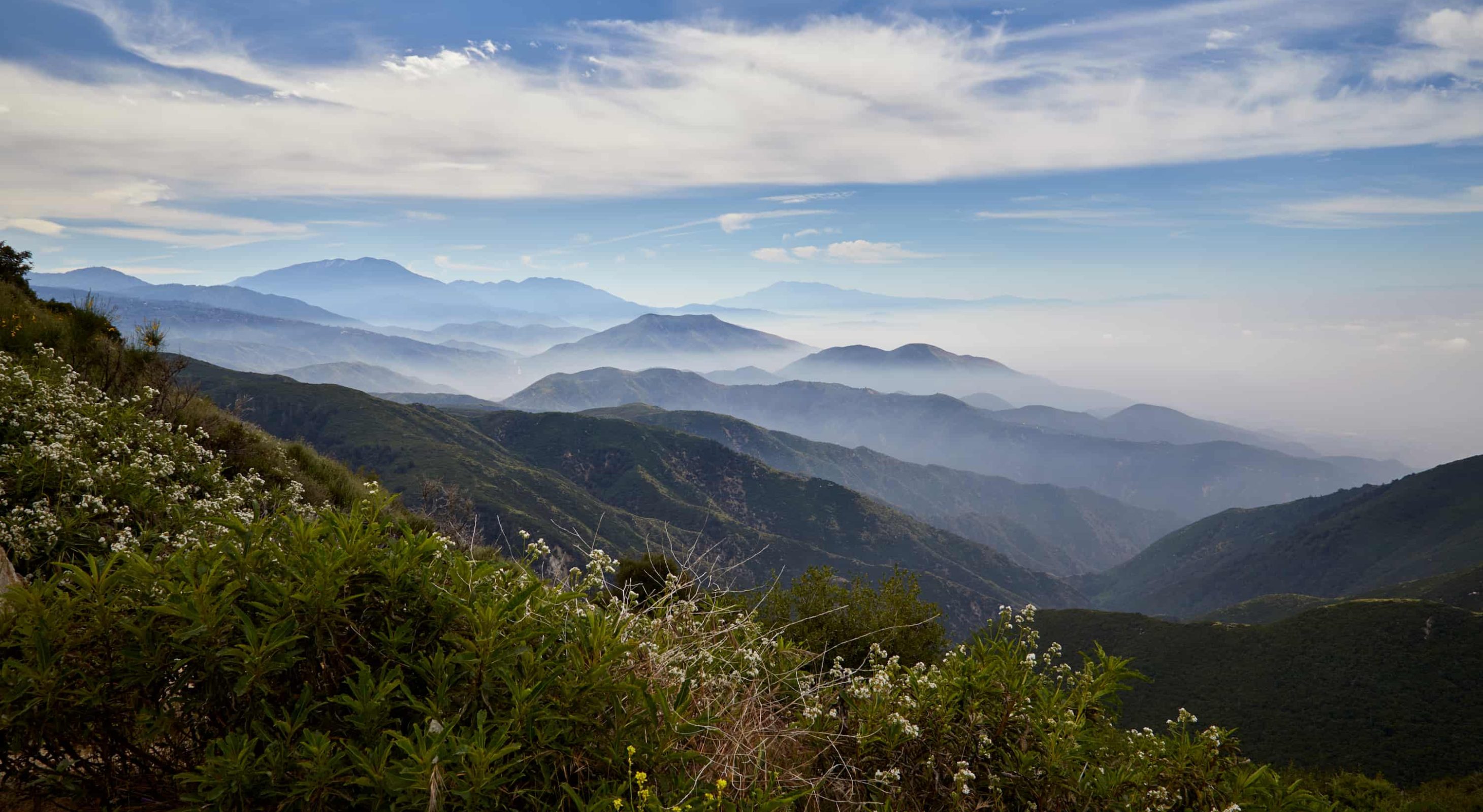 view of foggy san bernardino mountains in southern california