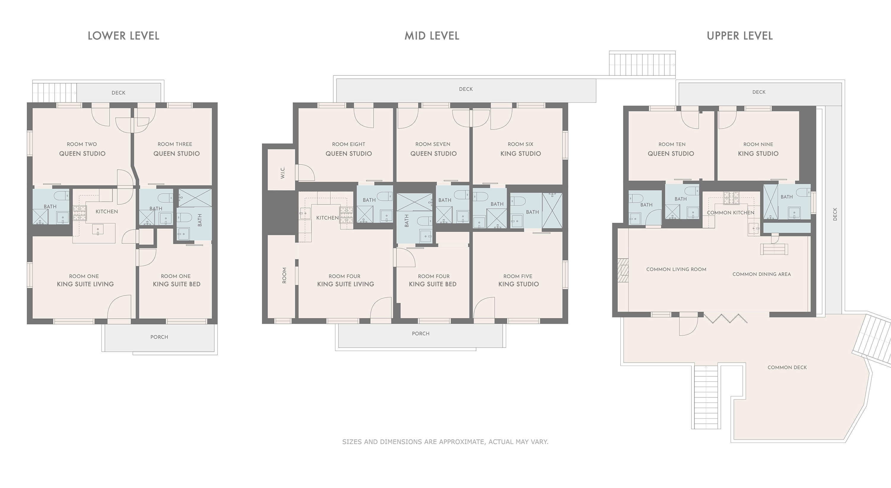 Floorplans for The Kingsley Hotel in Lake Arrowhead