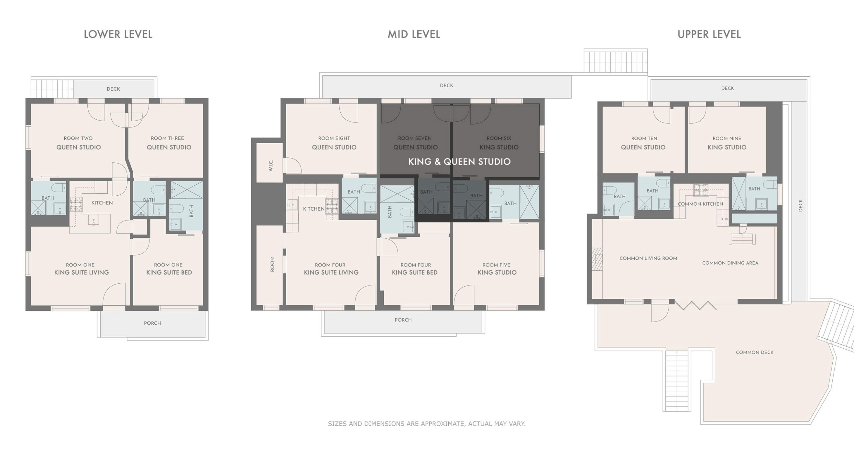 Floorplan for King & Queen Studio for The Kingsley Hotel in Lake Arrowhead