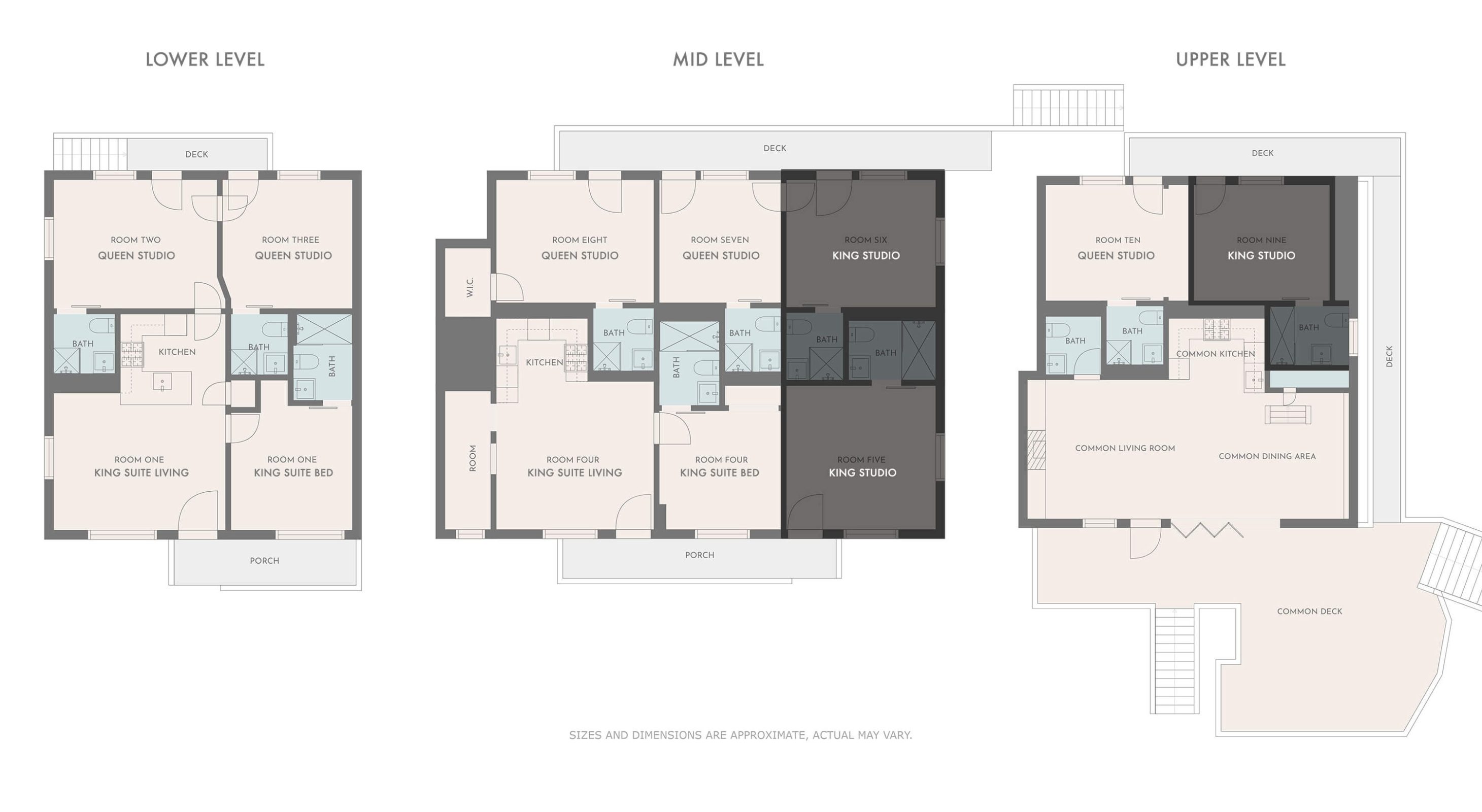 Floorplans for The Kingsley Hotel in Lake Arrowhead