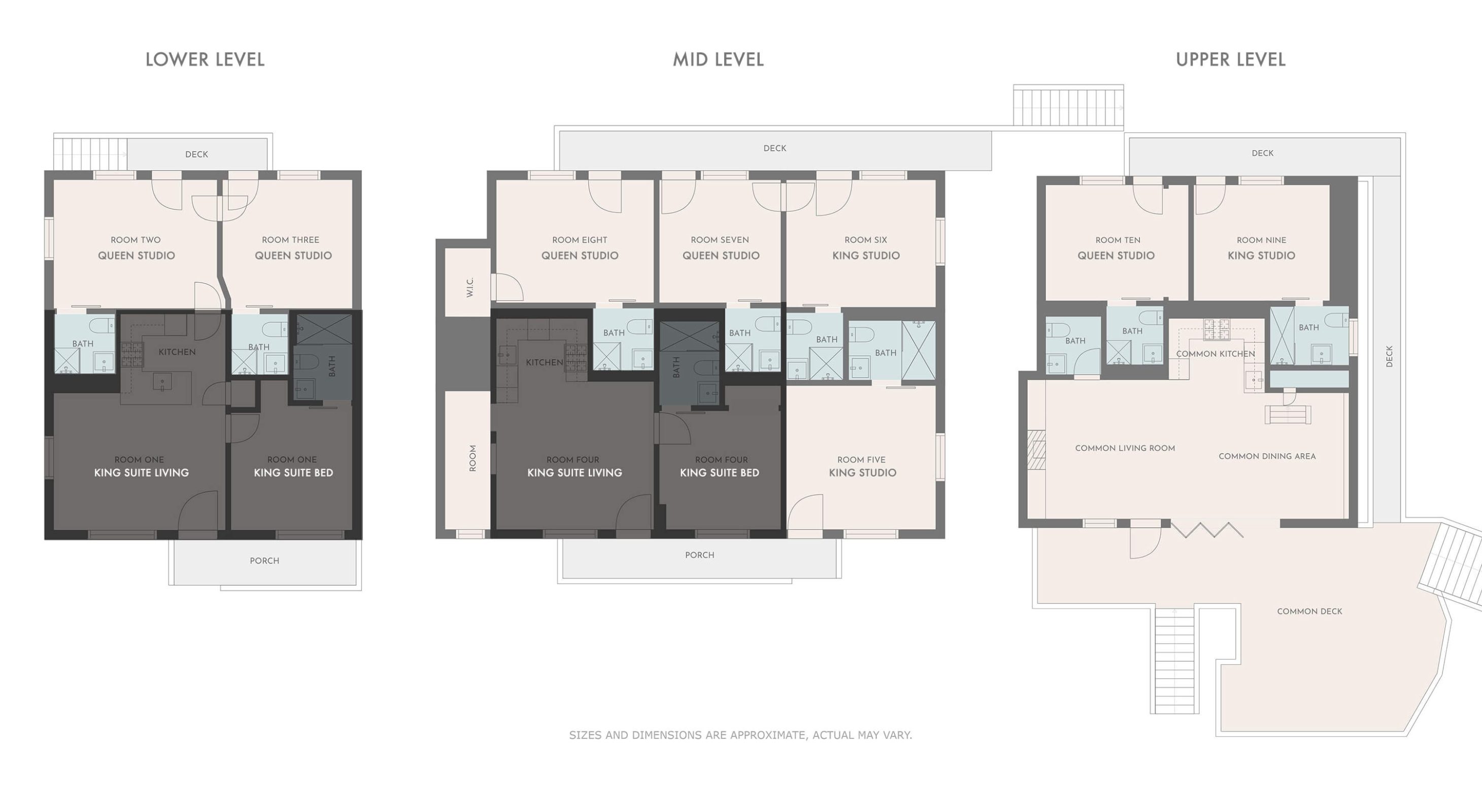 Floorplans for The Kingsley Hotel in Lake Arrowhead