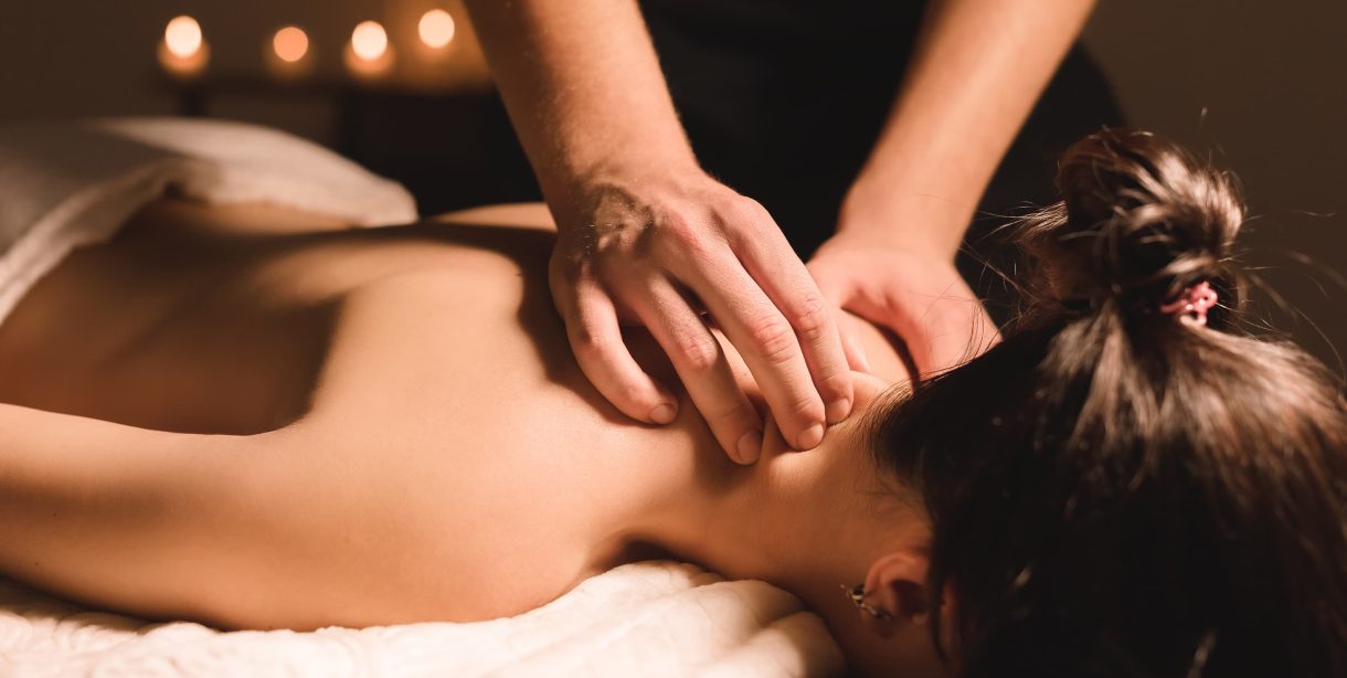 Woman getting massage at Lake Arrowhead hotel