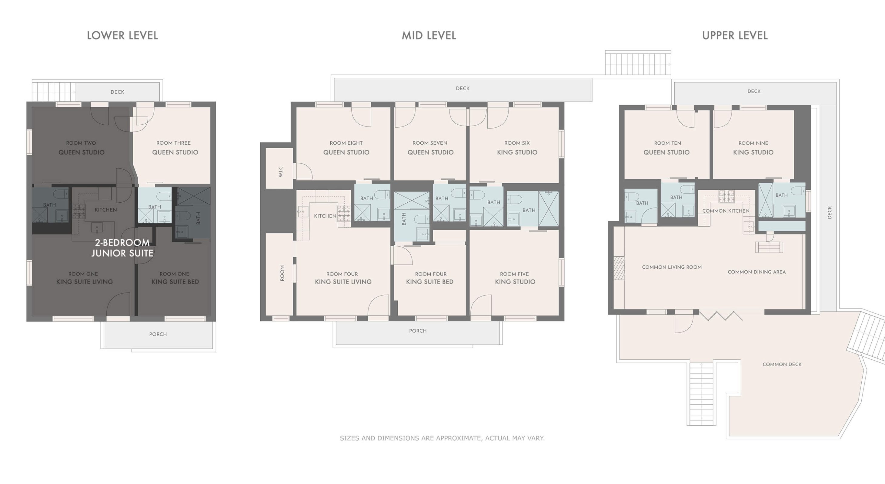 Floorplans for 2-Bedroom Jr Suite The Kingsley Hotel in Lake Arrowhead